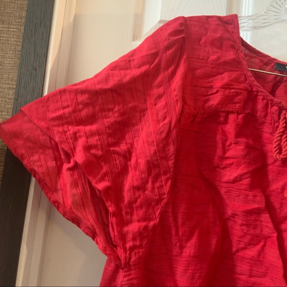 Style & Co Red-Pink Scoop Neck Short Sleeve Blouse - Picture 4 of 7